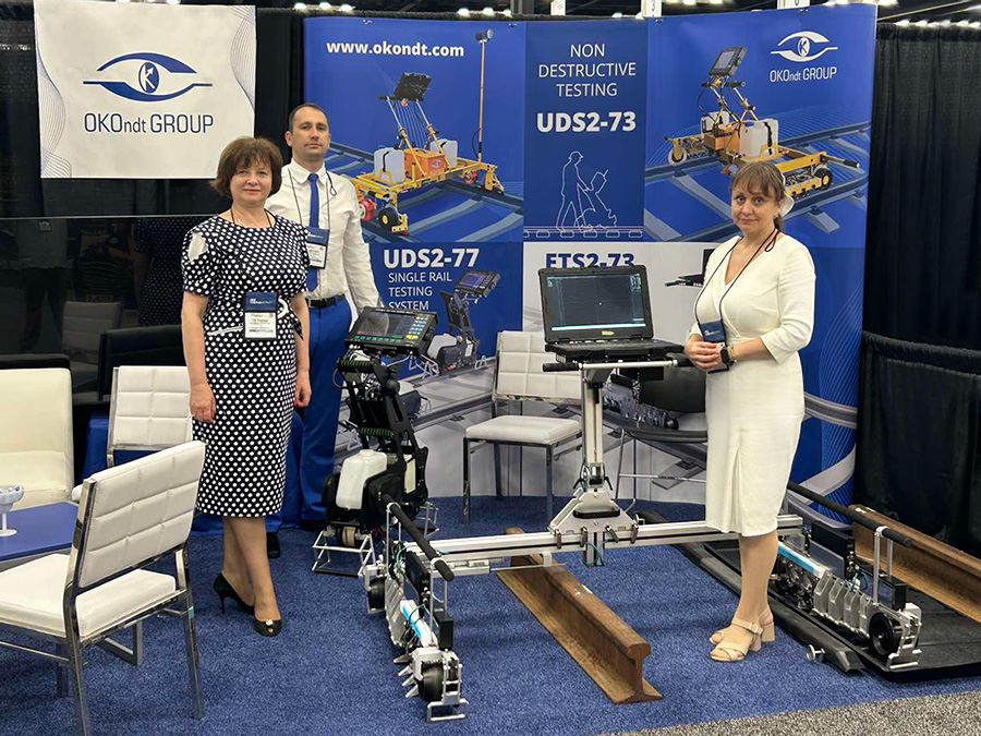 OKOndt GROUP representatives at the Railway Interchange 2025 stand in Indianapolis, Indiana